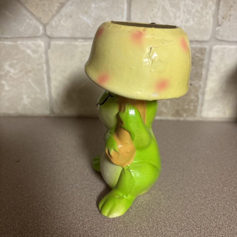 Vintage Frog With Mushroom Candle Holder Kitschy JSNY Taiwan Retro